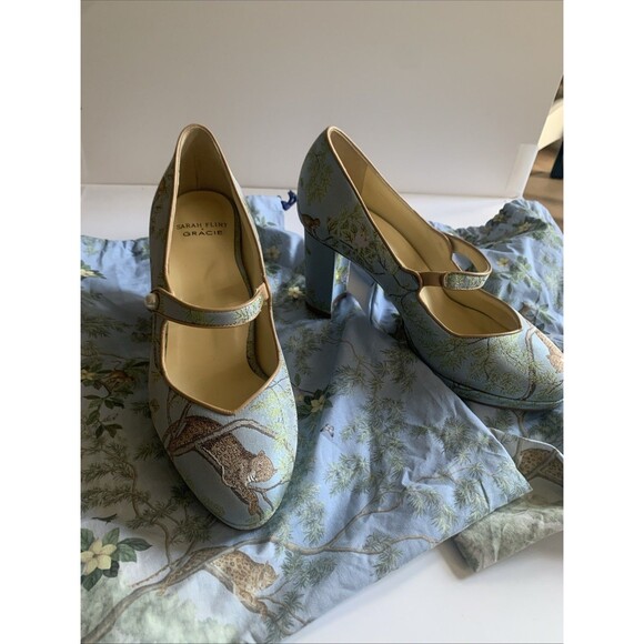 Sarah Flint X Gracie Perfect Mary Jane Platform 85 Pump Jacquard Tropics 39(8.5) - Picture 4 of 16